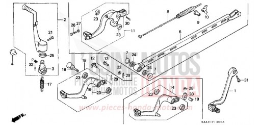 CHANGE PEDAL/BRAKE PEDAL/KICK STARTER ARM CR250RF de 1985
